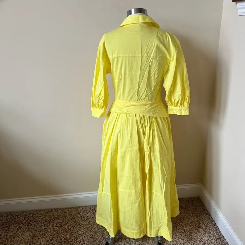 New! Cinq a Sept Camron Midi Dress in Dayglow Yellow nwot 17697